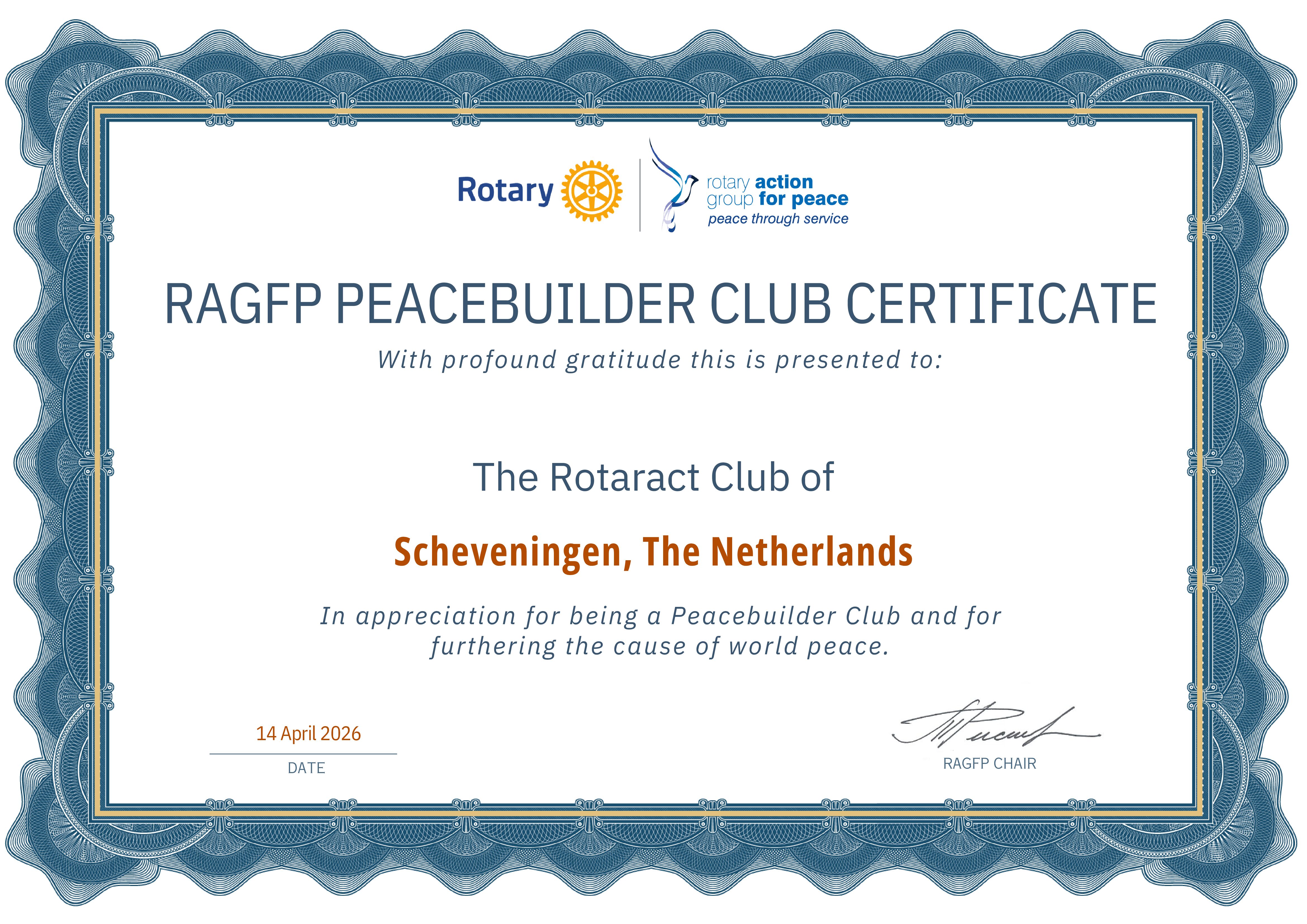 Rotaract Scheveningen wordt een Peace Club